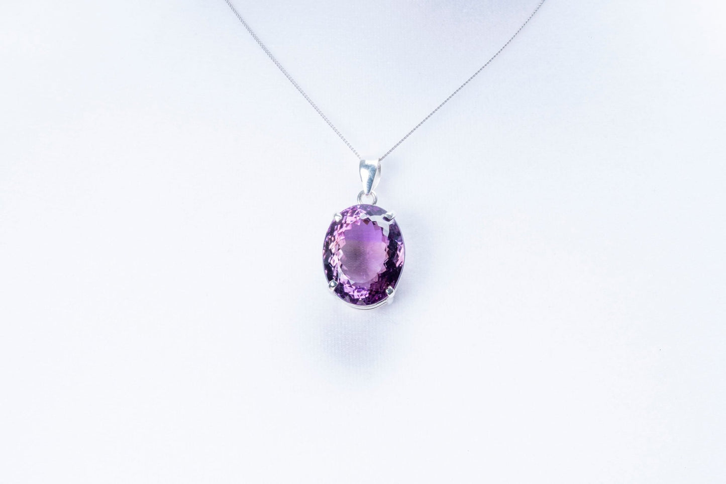 Large Faceted Amethyst Sterling Silver Pendant - Eat.Read.Love.