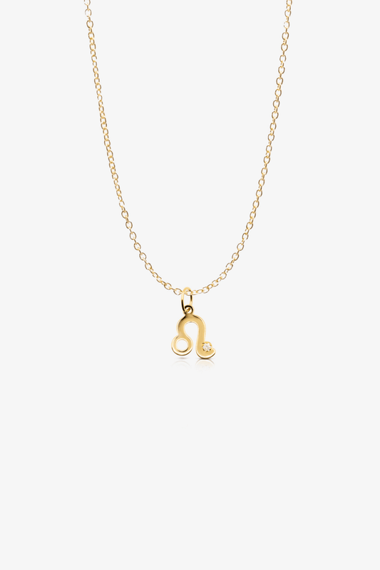 Leo 14k Pure Gold Necklace With Diamond - Eat.Read.Love.