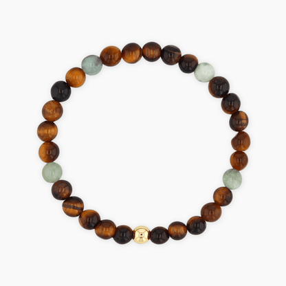 Leo Tigers Eye and Jade Crystal Bracelet with REAL Gold - Eat.Read.Love.
