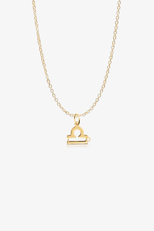 Libra 14k Pure Gold Necklace With Diamond - Eat.Read.Love.