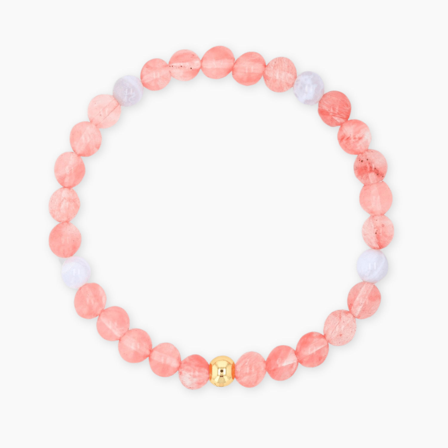 Libra Cherry Quartz and Blue Lace Crystal Bracelet with REAL Gold - Eat.Read.Love.
