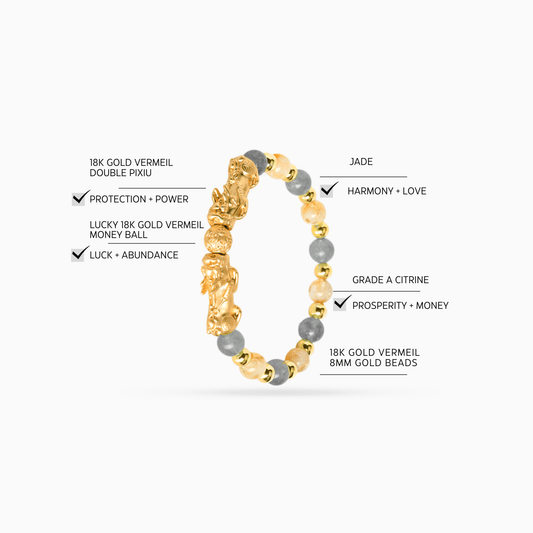 Libra Zodiac Feng Shui Double Pixiu Bracelet - Eat.Read.Love.