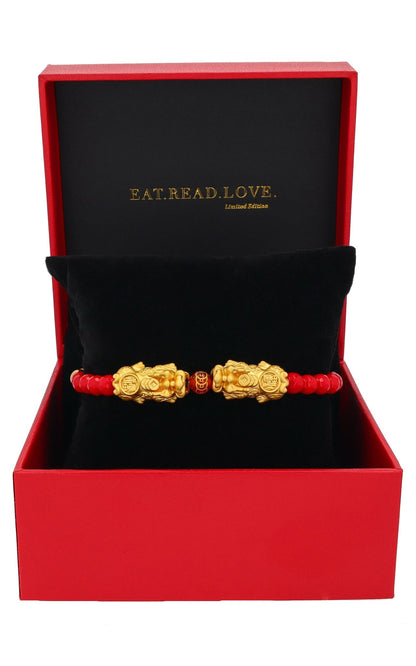 Limited Edition 18k Gold Vermeil Dragon Pixiu Gold Lucky Coin Bracelet - Eat.Read.Love.