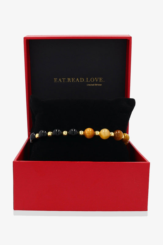 Luck Protection Black Obsidian and Yellow Tigers Eye 18k Gold Vermeil Bracelet - Eat.Read.Love.