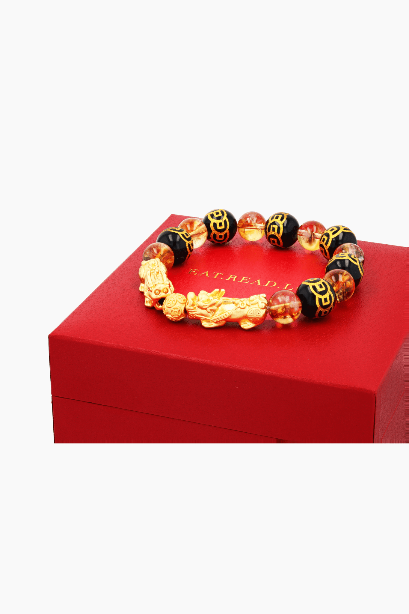 Luck Wealth Coin Citrine Gold Vermeil Double Pixiu Bracelet - Eat.Read.Love.