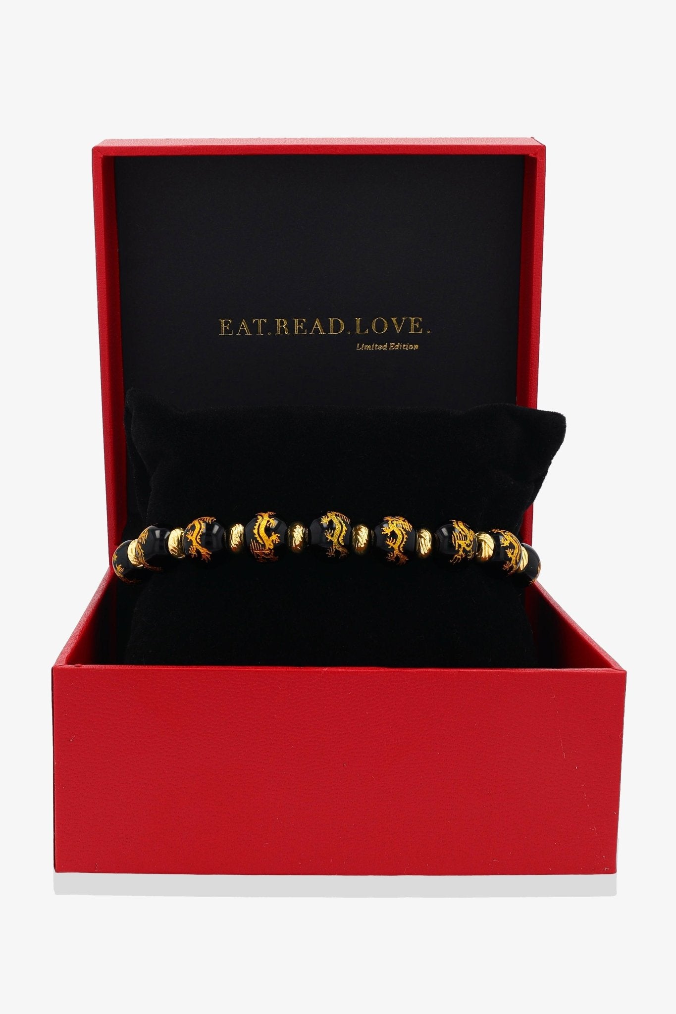 Lucky Dragon Black Obsidian Gold Vermeil Feng Shui Bracelet - Eat.Read.Love.