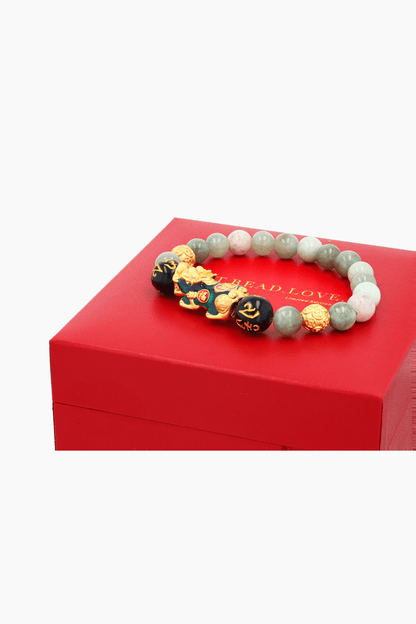 Lucky Wealth Jade Pixiu with Protection Mantra Bracelet - Eat.Read.Love.