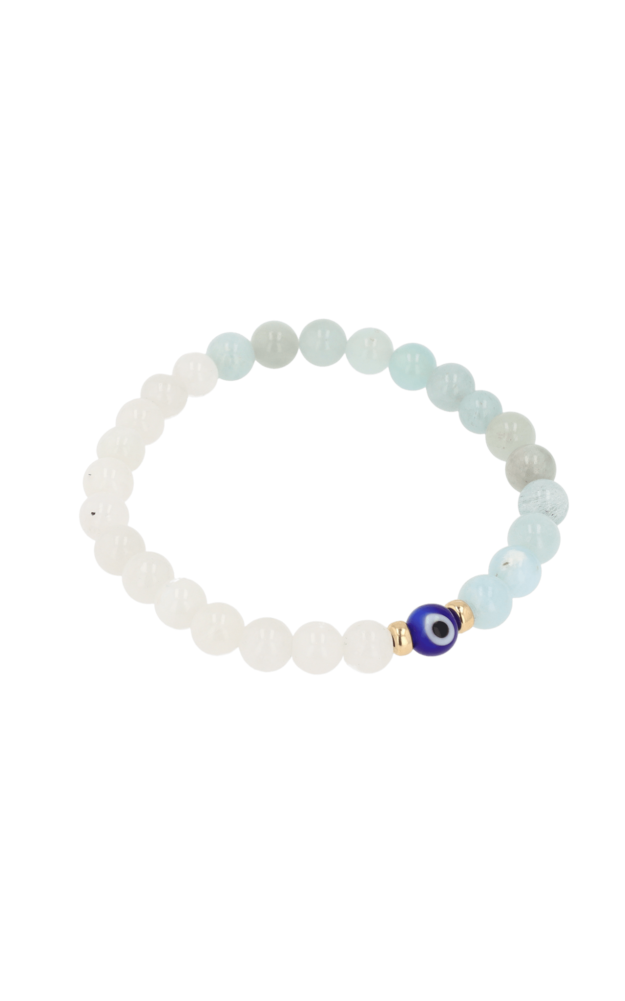 Magnetic Balance - Moonstone And Aquamarine Evil Eye Bracelet - Eat.Read.Love.