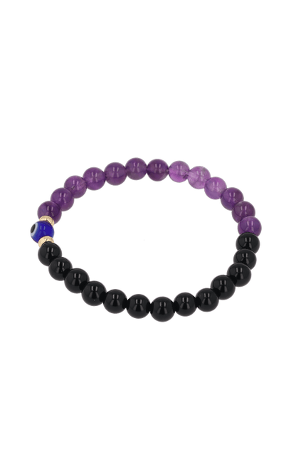 Magnetic Health - Amethyst And Black Obsidian Evil Eye Bracelet - Eat.Read.Love.