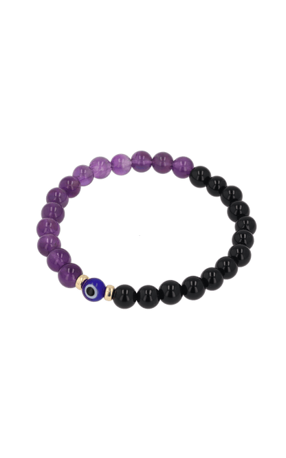 Magnetic Health - Amethyst And Black Obsidian Evil Eye Bracelet - Eat.Read.Love.