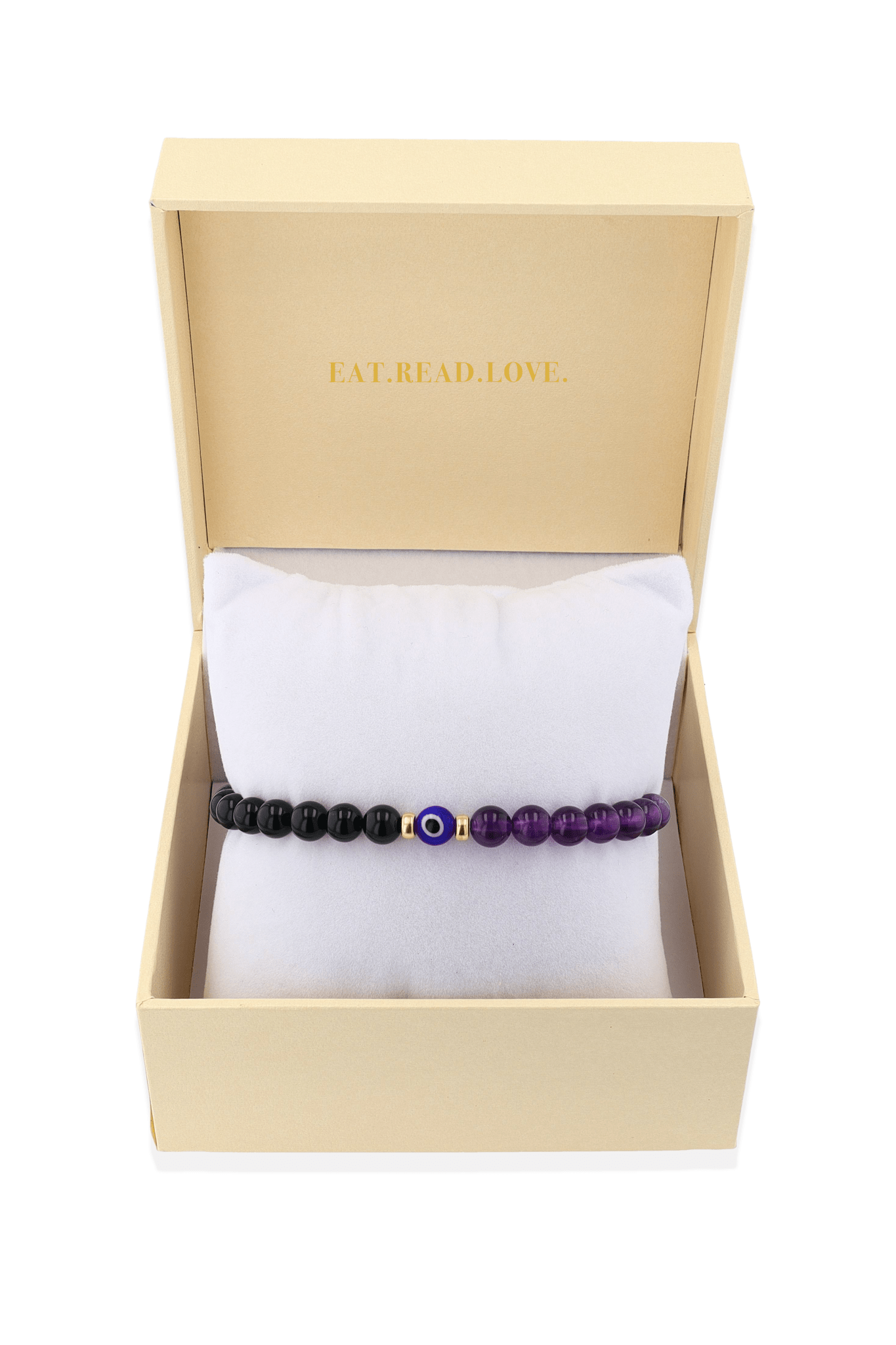 Magnetic Health - Amethyst And Black Obsidian Evil Eye Bracelet - Eat.Read.Love.