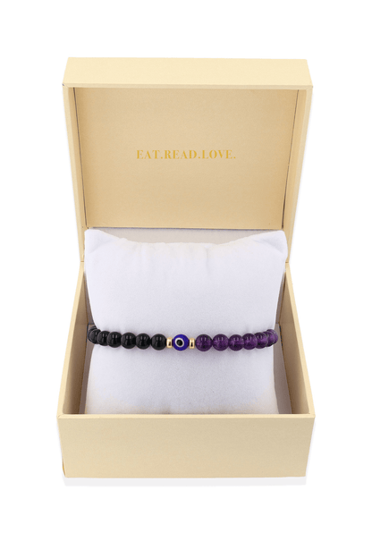 Magnetic Health - Amethyst And Black Obsidian Evil Eye Bracelet - Eat.Read.Love.