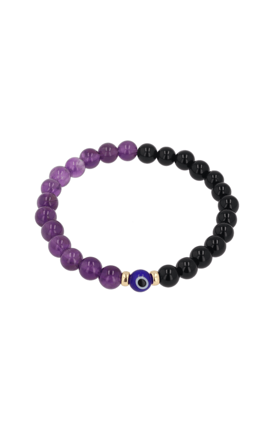 Magnetic Health - Amethyst And Black Obsidian Evil Eye Bracelet - Eat.Read.Love.