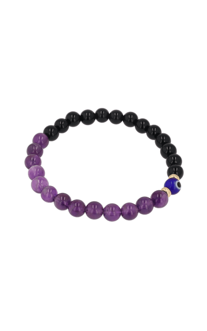 Magnetic Health - Amethyst And Black Obsidian Evil Eye Bracelet - Eat.Read.Love.