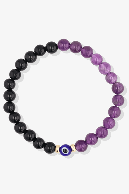 Magnetic Health - Amethyst And Black Obsidian Evil Eye Bracelet - Eat.Read.Love.