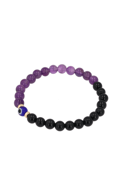 Magnetic Health - Amethyst And Black Obsidian Evil Eye Bracelet - Eat.Read.Love.