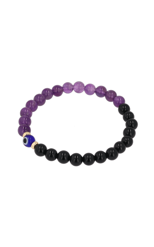 Magnetic Health - Amethyst And Black Obsidian Evil Eye Bracelet - Eat.Read.Love.