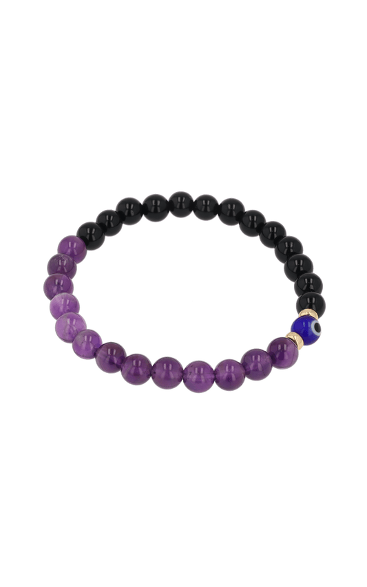 Magnetic Health - Amethyst And Black Obsidian Evil Eye Bracelet - Eat.Read.Love.