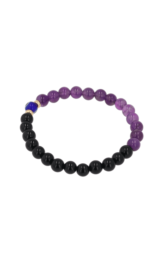 Magnetic Health - Amethyst And Black Obsidian Evil Eye Bracelet - Eat.Read.Love.