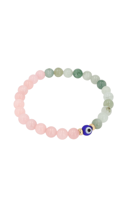 Magnetic Love - Rose Quartz And Jade Evil Eye Bracelet - Eat.Read.Love.