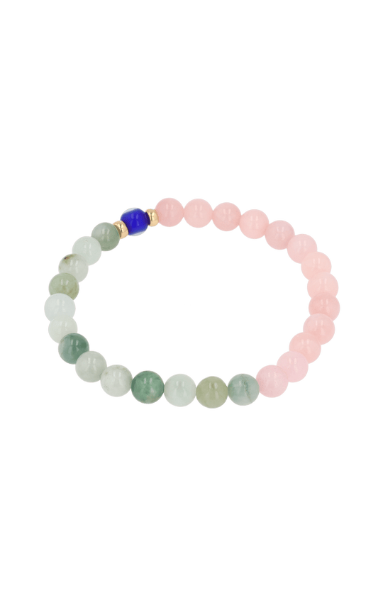 Magnetic Love - Rose Quartz And Jade Evil Eye Bracelet - Eat.Read.Love.