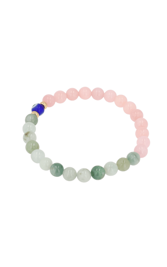 Magnetic Love - Rose Quartz And Jade Evil Eye Bracelet - Eat.Read.Love.