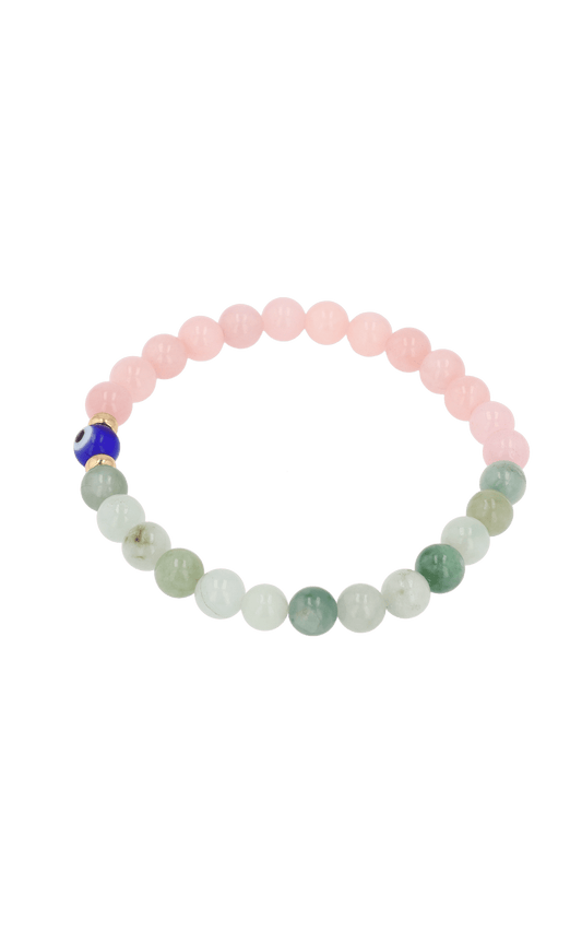 Magnetic Love - Rose Quartz And Jade Evil Eye Bracelet - Eat.Read.Love.