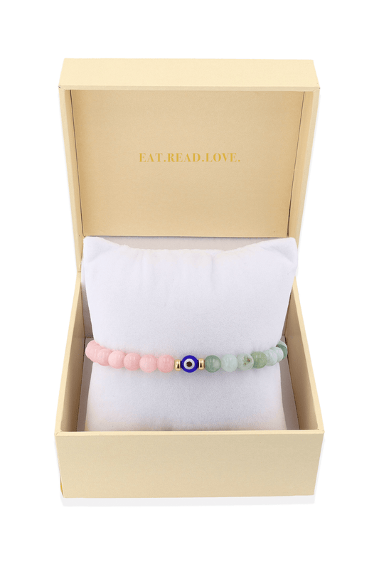 Magnetic Love - Rose Quartz And Jade Evil Eye Bracelet - Eat.Read.Love.