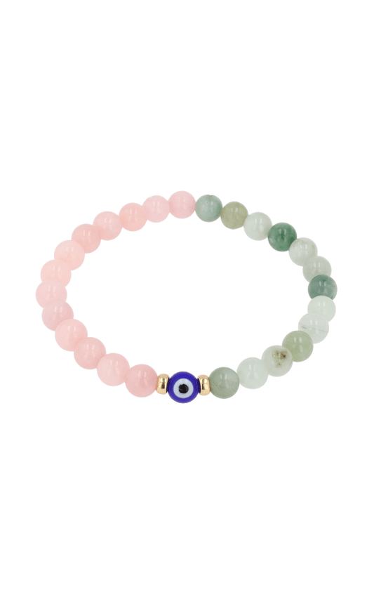 Magnetic Love - Rose Quartz And Jade Evil Eye Bracelet - Eat.Read.Love.