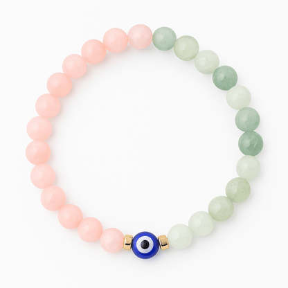 Magnetic Love - Rose Quartz And Jade Evil Eye Bracelet - Eat.Read.Love.
