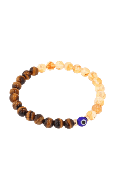 Magnetic Wealth - Tigers Eye And Citrine Evil Eye Bracelet - Eat.Read.Love.