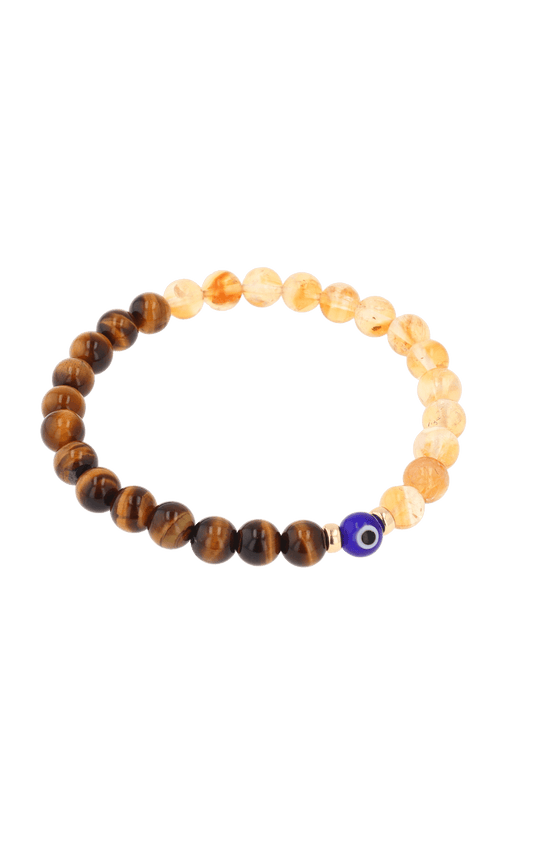 Magnetic Wealth - Tigers Eye And Citrine Evil Eye Bracelet - Eat.Read.Love.