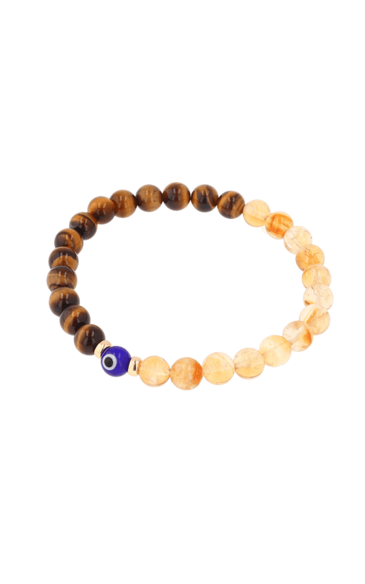 Magnetic Wealth - Tigers Eye And Citrine Evil Eye Bracelet - Eat.Read.Love.