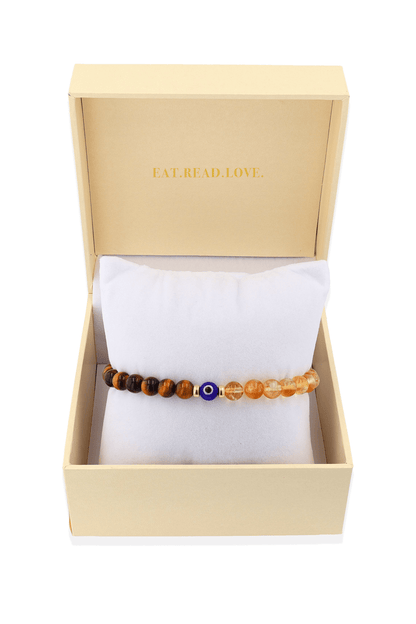 Magnetic Wealth - Tigers Eye And Citrine Evil Eye Bracelet - Eat.Read.Love.