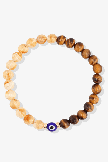 Magnetic Wealth - Tigers Eye And Citrine Evil Eye Bracelet - Eat.Read.Love.