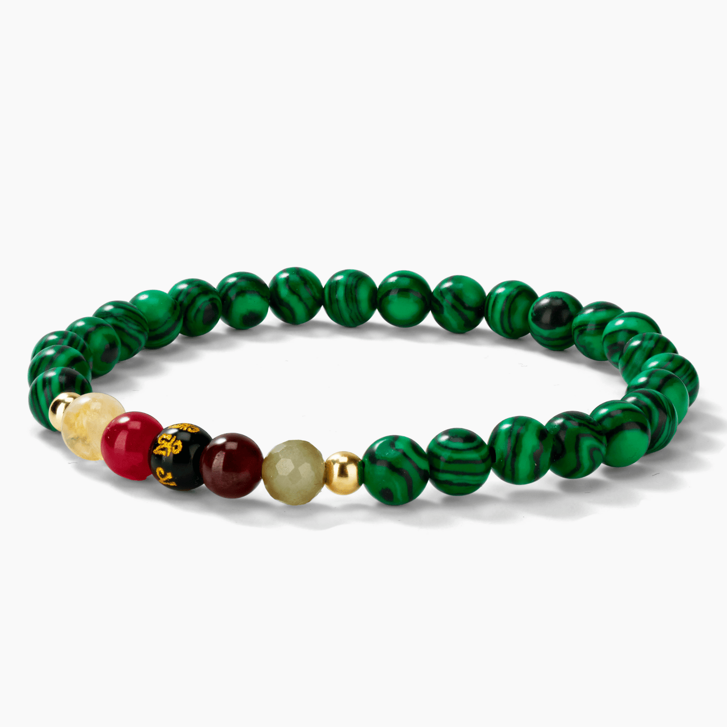 Malachite Mega Growth Lucky 7 Gemstone Bracelet With REAL Gold - Eat.Read.Love.