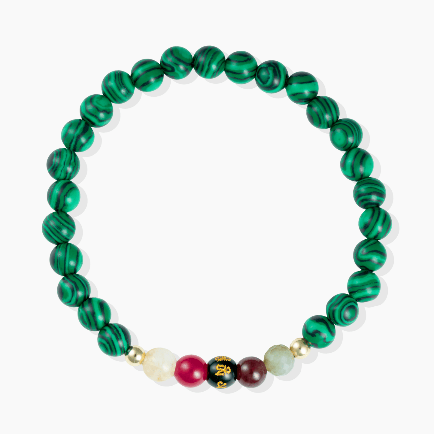 Malachite Mega Growth Lucky 7 Gemstone Bracelet With REAL Gold - Eat.Read.Love.