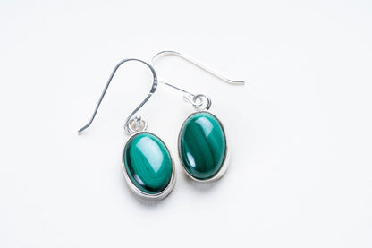 Malachite Oval Cut Sterling Silver Earrings - Eat.Read.Love.