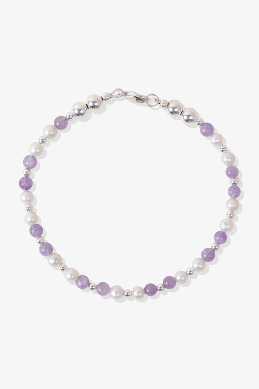 Manifestation - Pearl and Amethyst Sterling Silver Bracelet - Eat.Read.Love.