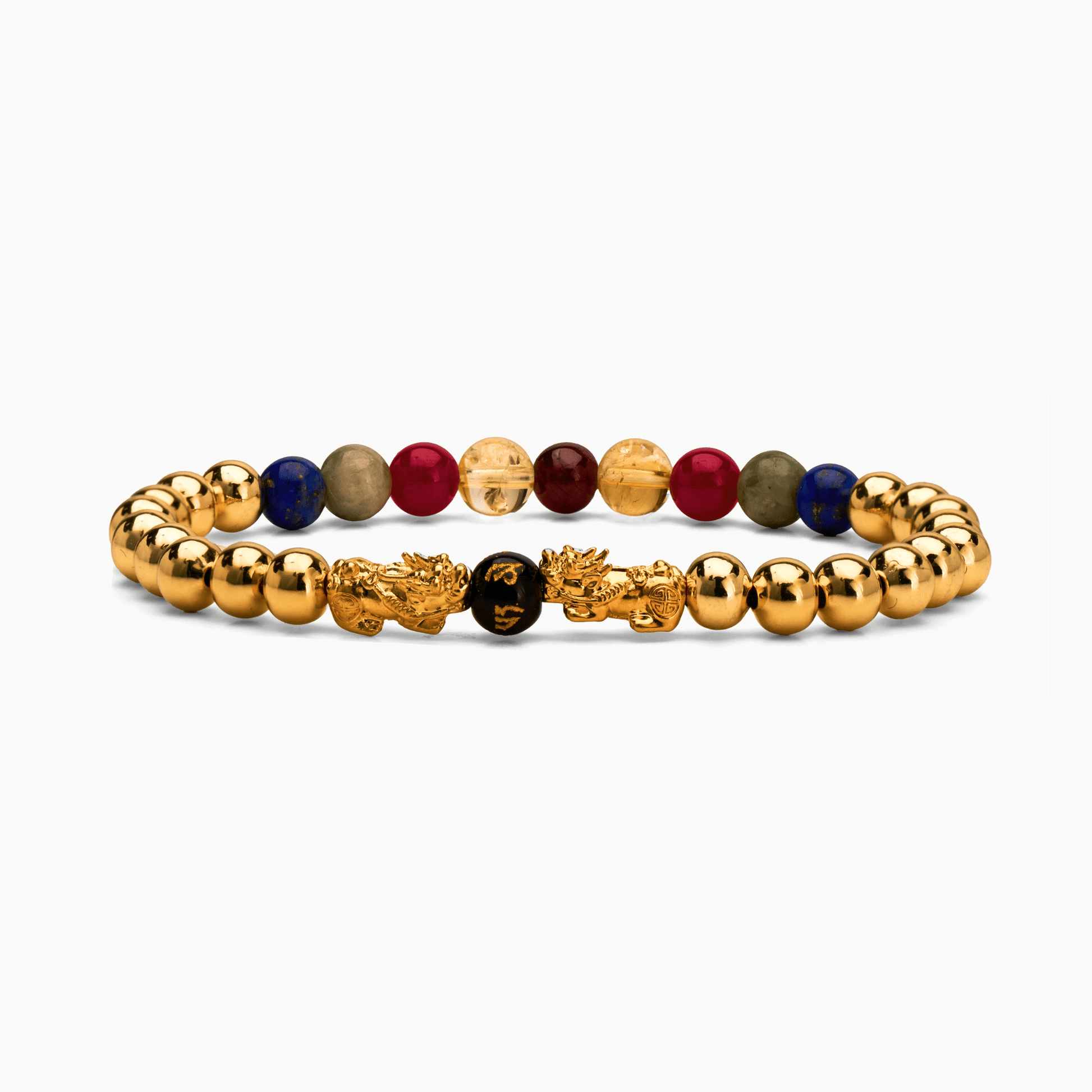 Mega Wealth 18k REAL Gold Double Pixiu Lucky 7 Feng Shui Bracelet - Eat.Read.Love.