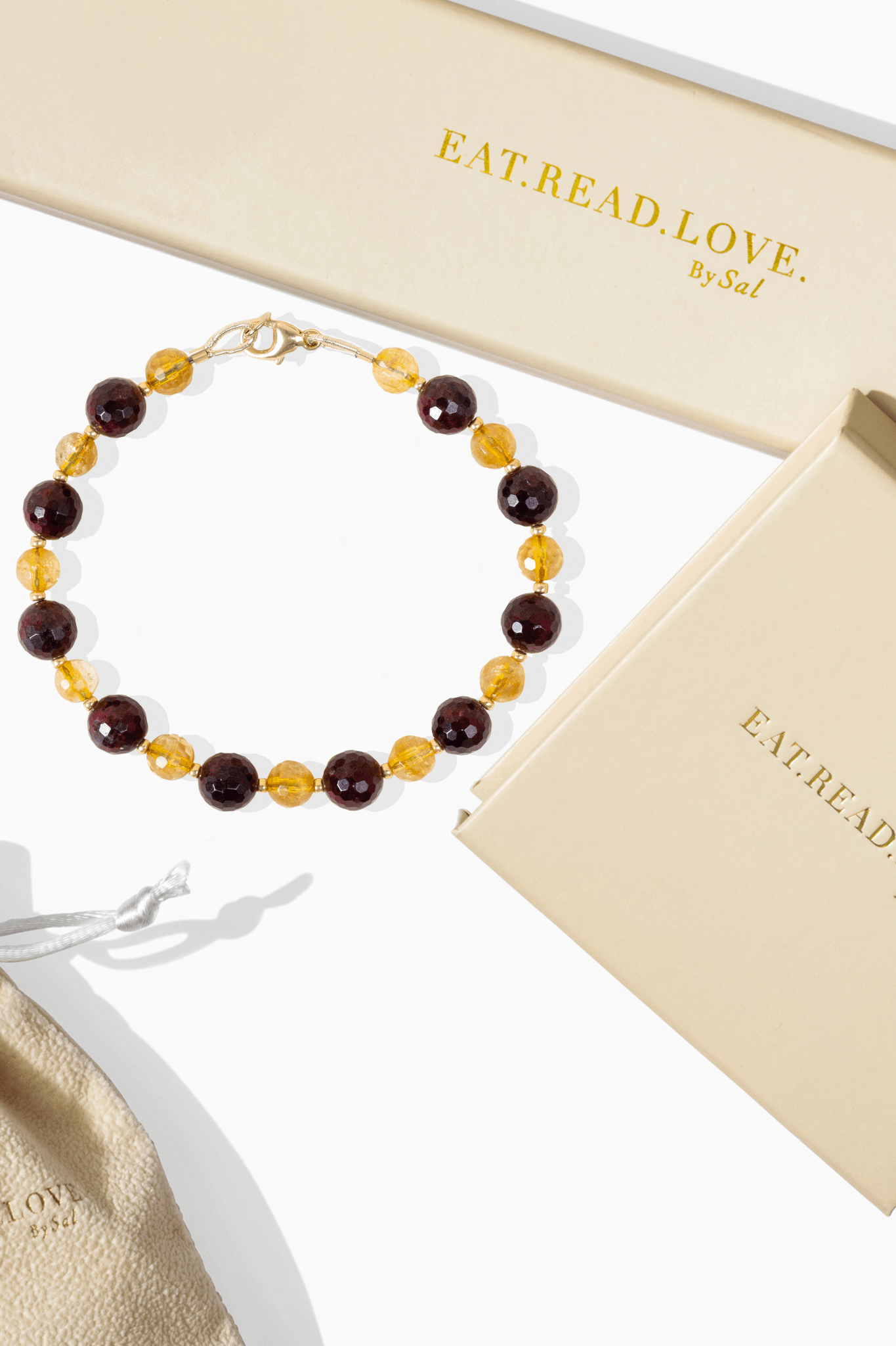 Money Magnet Citrine and Hessonite Beaded Bracelet - Eat.Read.Love.