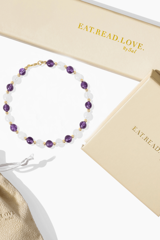 Moonstone and Amethyst with Gold Vermeil Bracelet - Perfect Balance - Eat.Read.Love.