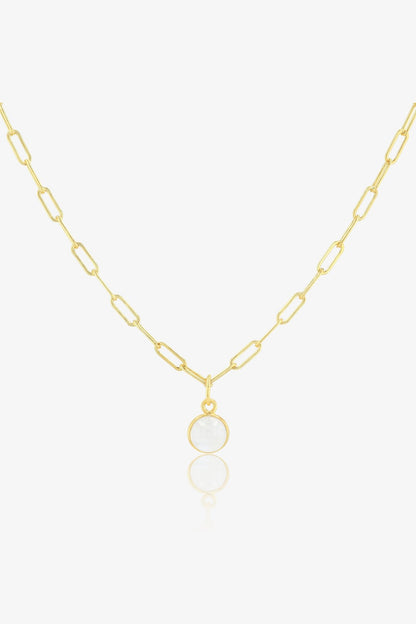 Moonstone Bezeled 18k Gold Vermeil Paperclip Necklace - Eat.Read.Love.