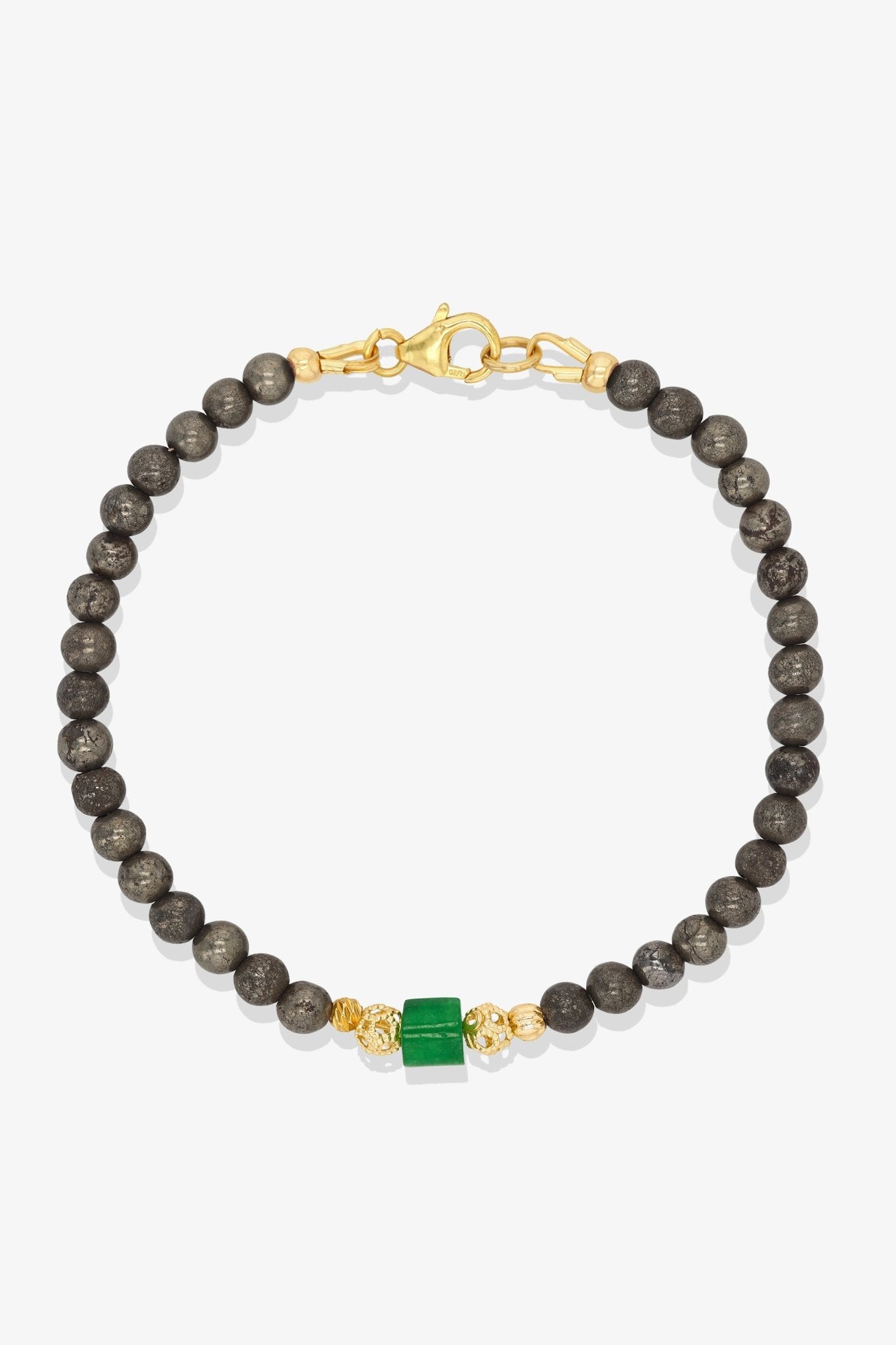 Morganite and Jade Gold Vermeil Crystal Bracelet - Wealth - Eat.Read.Love.