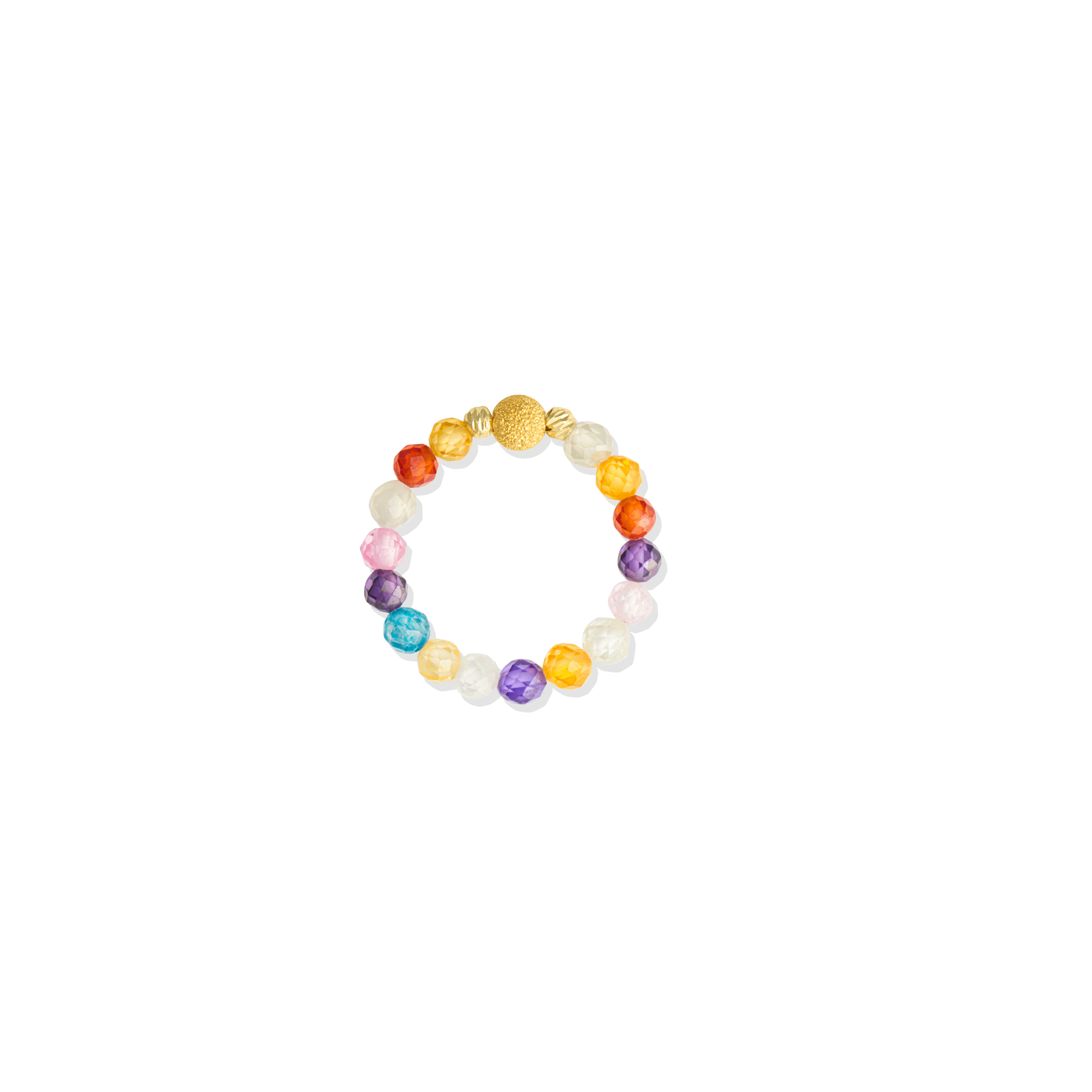 Multi Gemstone Gold Vermeil Stretch Ring - Wealth - Eat.Read.Love.