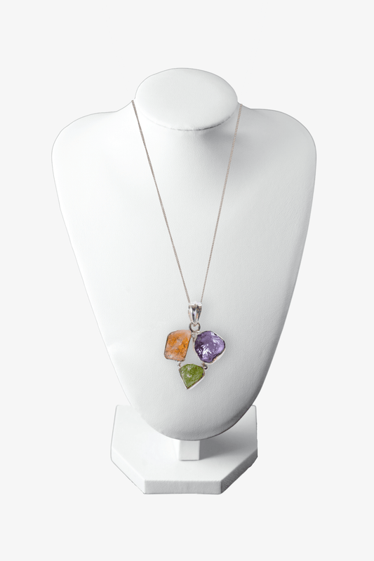 Multi Stone Crystal Necklace Citrine Peridot Amethyst - Eat.Read.Love.