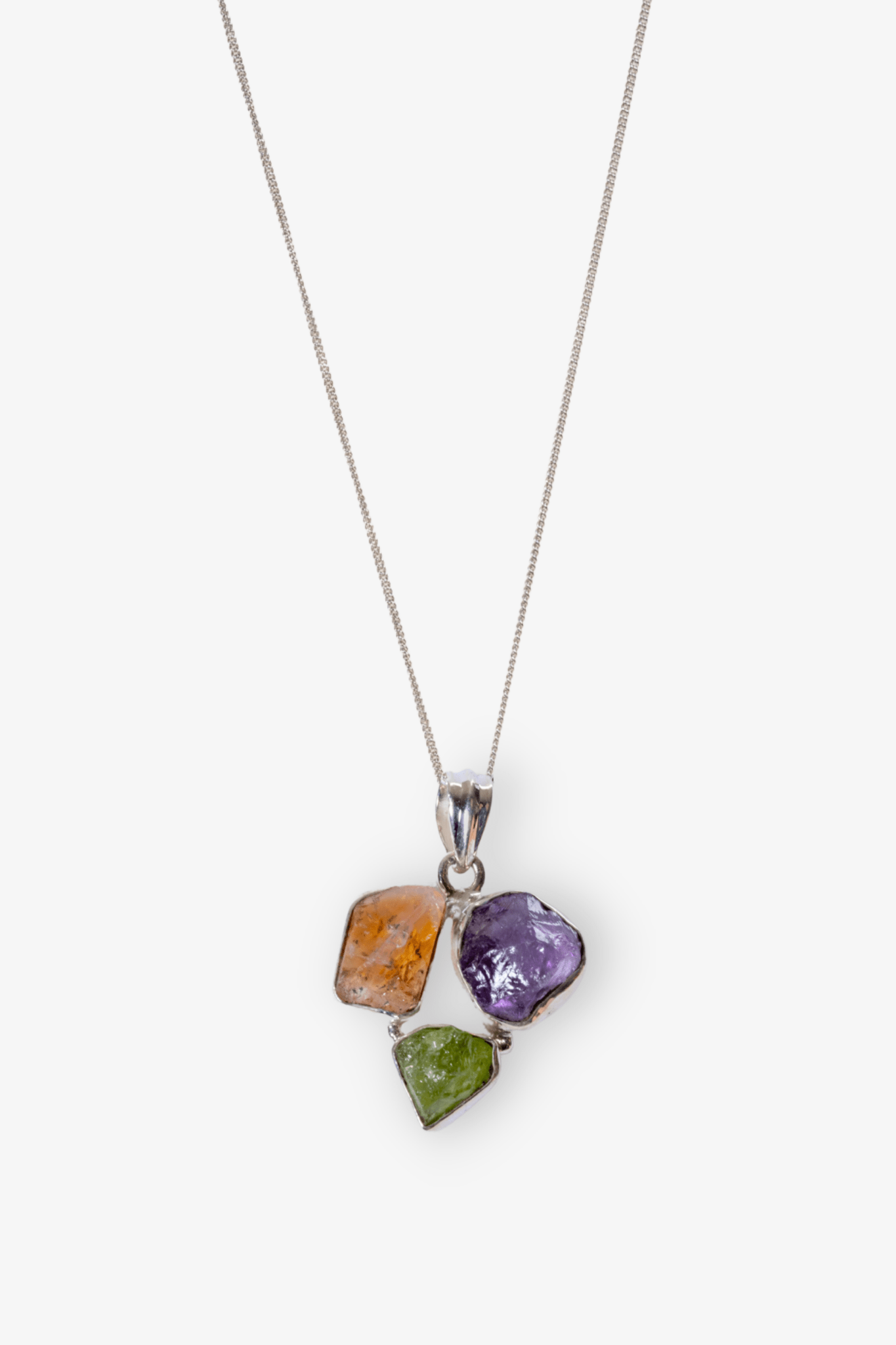 Multi Stone Crystal Necklace Citrine Peridot Amethyst - Eat.Read.Love.