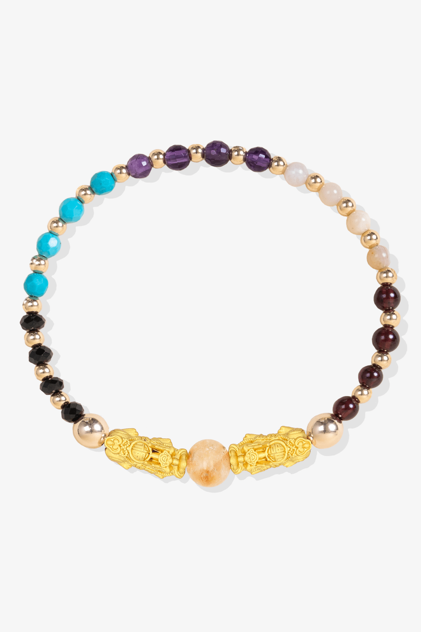 Multiple Blessing Double Pixiu and Citrine Feng Shui Bracelet 18K Gold Vermeil - Eat.Read.Love.