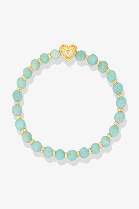 Natural Amazonite Heartbeat of Gold Bracelet - Eat.Read.Love.
