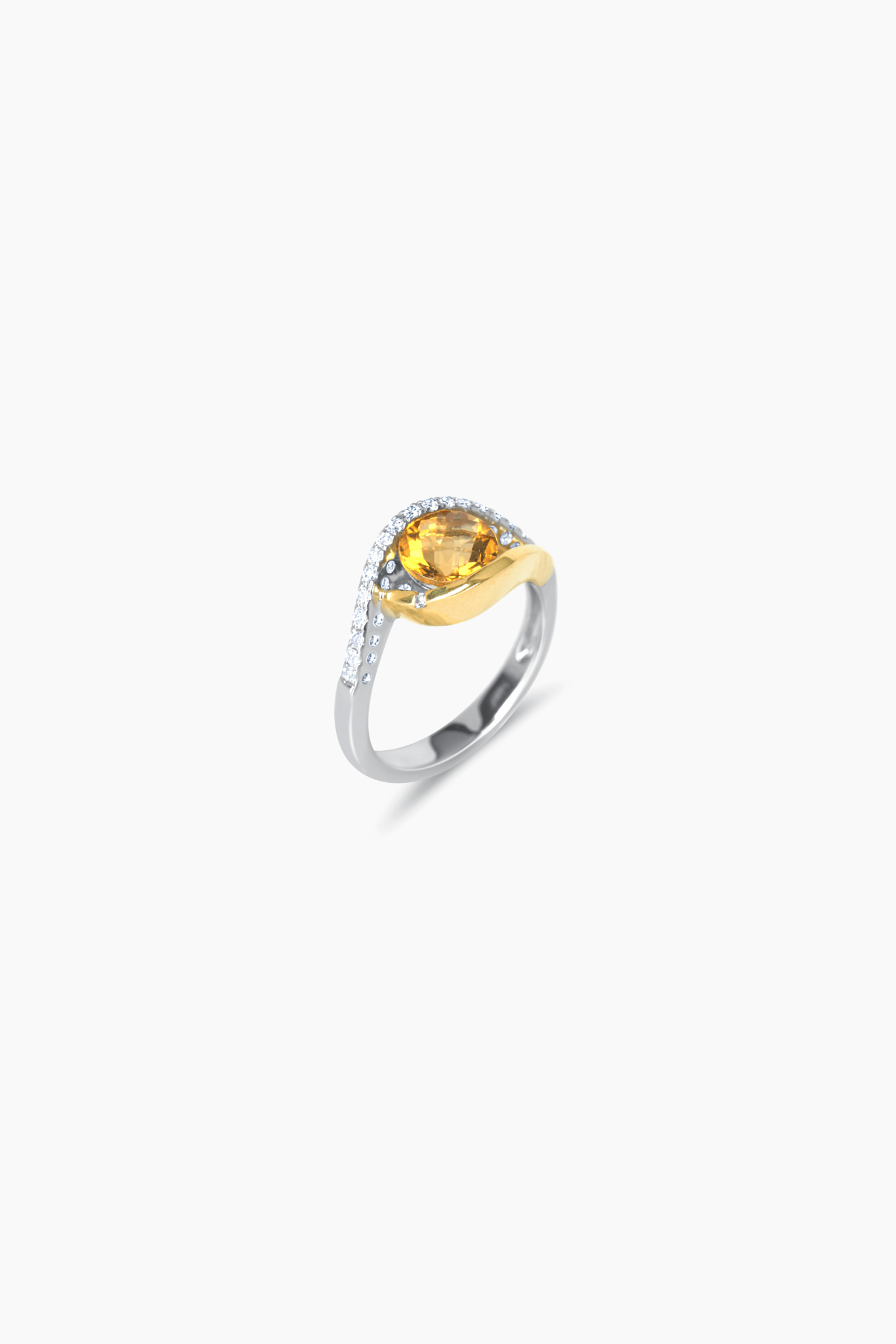 Natural Citrine 14k White and Yellow Gold Ring With Real Diamonds - Eat.Read.Love.